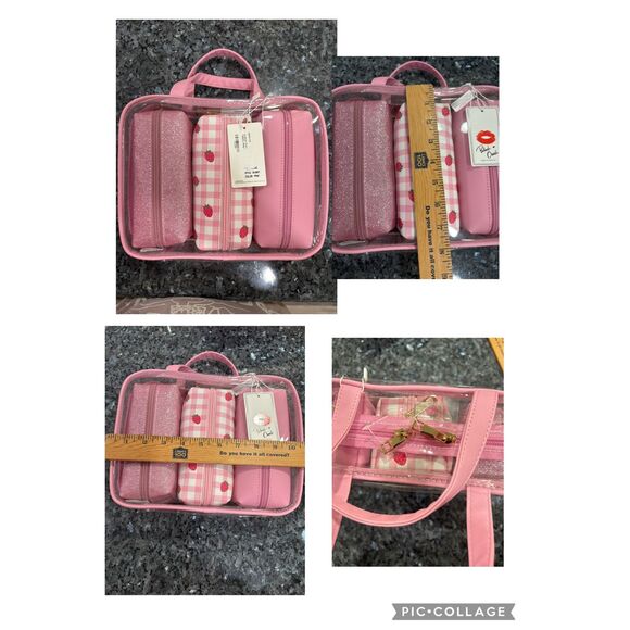 Blush Crush Pink Travel Cosmetic Bag Set – 3 Piece Makeup Bags New - Picture 1 of 7